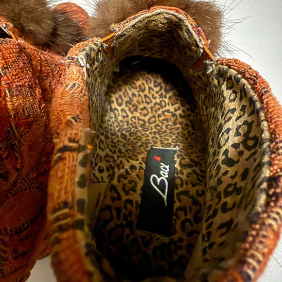 Baci Woman’s “Daisy” Orange Burgundy Mink Ankle Boots - Picture 4 of 9